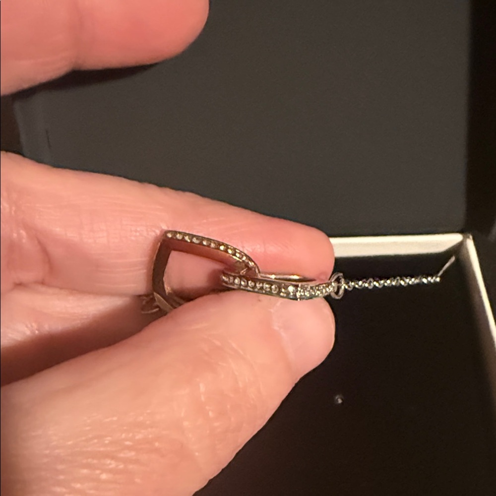 Two-Tone Heart Interlocking Necklace - Picture 2 of 3